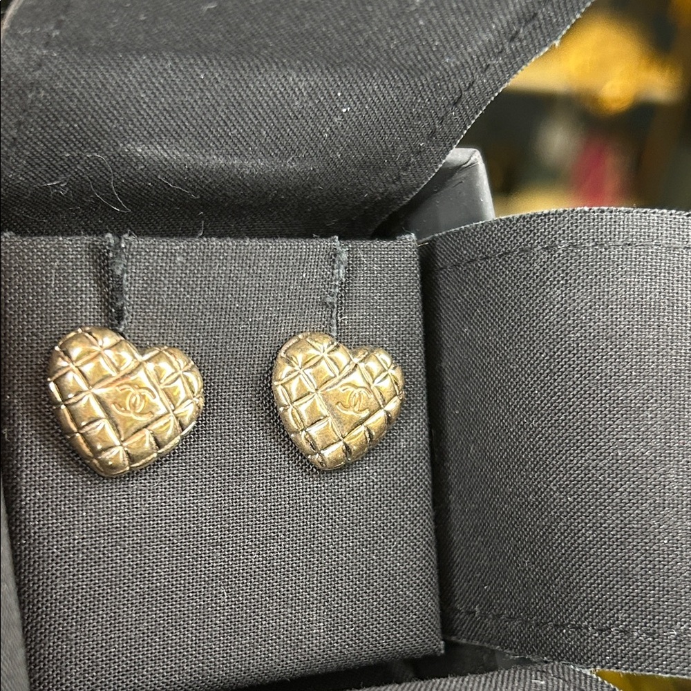 CHANEL Quilted Pierced Earrings